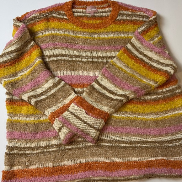 Show Me Your MuMu Sue Cuffed Striped Sweater Womens Size Large - Picture 5 of 10